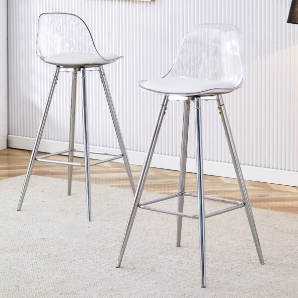 Modern and comfortable upholstered bar chairs, metal legs, small size bar chairs, suitable for part of the crowd, stylish design for dining room, kitchen, terrace and living room chairs.