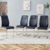 Modern Dining Chairs with Faux Leather Padded Seat Dining Living Room Chairs Upholstered Chair with Metal Legs Design for Kitchen, Living, Bedroom, Dining Room Side Chairs Set of 4 (Black+PU) C-001
