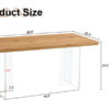 A modern minimalist wooden table with acrylic legs and rectangular tables. Computer desk. Dining table. Suitable for restaurants, living rooms, and kitchens. F-1298
