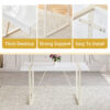 Table and chair set.55"x31.4" Cream-Style White MDF Dining Table Set with 4 Dark Gray Chairs With Silver Metal Legs.MDF Tabletop and metal frame legs.Adding a warm atmosphere to your family.