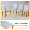 Table and chair set.71 * 35.4 inch rectangular dining table.Tempered Glass Tabletop,Golden 7-shaped Metal Table Legs.Paried With 8 Light Gray PU dining chairs, Golden Metal Legs.Simple and versatile.