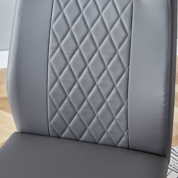 Modern Dining Chairs with Faux Leather Padded Seat Dining Living Room Chairs Upholstered Chair with Metal Legs Design for Kitchen, Living, Bedroom, Dining Room Side Chairs Set of 6 (Grey+PU)C-001