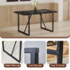 Table and chair set.Modern Black Marble Pattern MDF Dining Set - 55"x31.4"with 6 Light Gray PU chairs with a vertical stripe design on the backrest.Suitable for kitchen,Dining room,etc