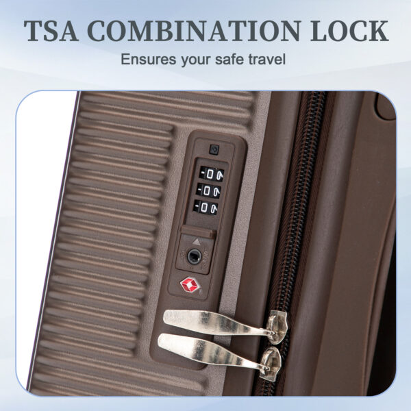 20"/24"/28" 3 pcs/set in ABS Spinner Wheel Luggage, Carry on Suitcase, Matching Color, TSA Combination Lock (Brown)