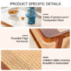 Modern simple rectangle double-layer Walnut color solid wood Glass desktop tea table rattan woven Chinese side table small rectangle table suitable for living room, dining room and bedroom