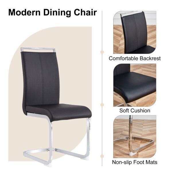 2e2e5d524cf849a0b6248e3ed050acd1_e53a2dd3e47c0144a22e0dd4c7bc32f0 Table and chair set.63*31.4 Inch Pandora Patterned Sintered Stone Dining Table Set - 4 Black PU Chairs With Silver Metal Legs.Modern Light Luxury.Perfect For Dinner Room,Meeting Room,Kitchen,etc.