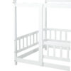 Twin Size House Floor Wooden Bed with Roof Frame,Safety Guardrails,White