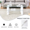Modern minimalist double layered transparent tempered glass coffee table and coffee table, paired with white MDF decorative columns. Computer desk. Game table. CT-X02