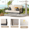 TREXM 1-Piece Woven Rope Outdoor Swing Sofa with Soft Cushions Seating 2 for Patio, Courtyard and Balcony (Beige)