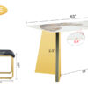 Table and chair set.63"x31.5x30" Luxurious Pandora patterned Sintered Stone Tabletop with Golden Stainless Steel Butterfly Legs.Paried With 6 Black High-quality PU Chairs With Arched Metal Legs.