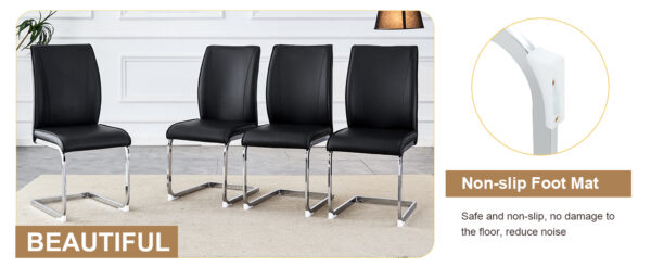 2e68728ebe6745a0a7e4d25c27c4109a_16a3da53d230a0b294f2101cfeef61e5 Table and chair set.Hourglass-Shaped Stable Small Round Table -31.9" * 31.9" With 2 Soft and Comfortable Black PU Chair With Arched Metal Silver Leg.Create Your Exclusive Low-Key Luxury Space.