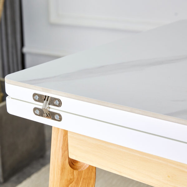 2e6cb0e342f84f2ba6c04ccfd322da7d_20240206_6a85588073ca0e10f0ad591c48d9ae2d White sintered stone tabletop with rubber wooden legs, foldable computer desk, foldable office desk, suitable for restaurants, living rooms, terraces, kitchens