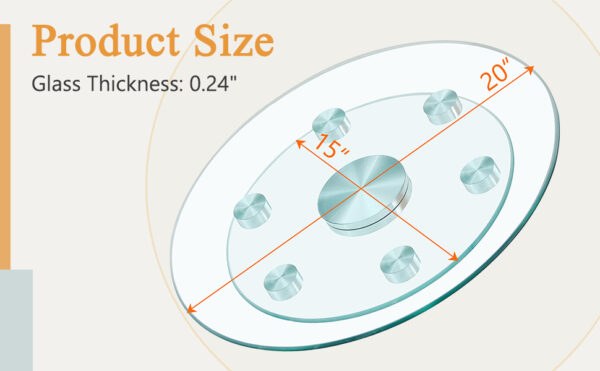 2ea51cc9f348446b876ff13564066ab5_9e0cdec970aa9ba1e21d4136bca67d2b Double layer rotatable round glass.The rotatable design makes it more convenient to retrieve and place items.The upper glass has a diameter of 20 inches, while the lower glass15 inches.