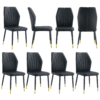 8 modern dining chairs with stylish PU patterned backrest and black metal legs for a comfortable home experience in the kitchen, bedroom and office.