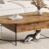 Coffee table with double drawers. The board surface is MDF sticker, and both sides are transparent tempered glass. The design is simple and elegant, with excellent storage functions.