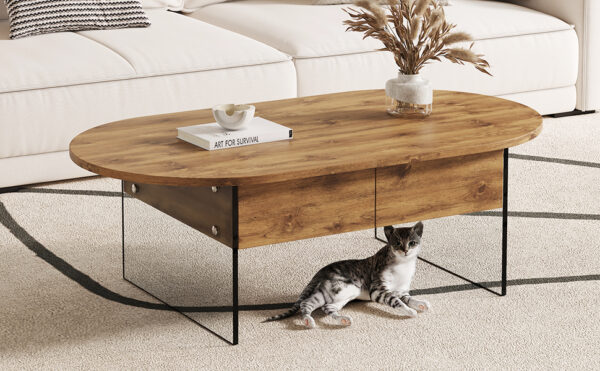 2edbf7fc28384580aaa497bdac026dda_5c91bbb931e3e8bf0a3dbb759622f4af Coffee table with double drawers. The board surface is MDF sticker, and both sides are transparent tempered glass. The design is simple and elegant, with excellent storage functions.