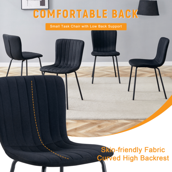2f85fb4de9214c2aadb0cc0c5d6aea15_2b7609752a8900e812849fef7e6cc177 Luxury Minimalist Chairs - A set of 4 high quality dining chairs with black metal legs. The integral metal leg structure is suitable for various interior decoration styles.