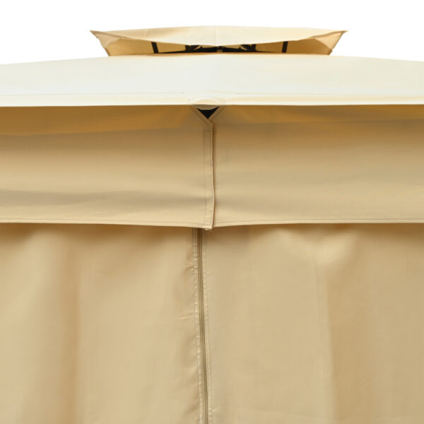 TREXM 10x12 Outdoor Gazebo Tent with Double Roofs, Patio Gazebo with Mosquito Netting and Privacy Screens, Patio Canopy for Shade and Rain for Backyard, Garden, Lawn and Deck (Beige)