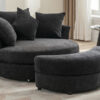 Orisfur. 360° Swivel Accent Barrel Chair with Storage Ottoman & 4 Pillows, Modern Chenille Leisure Chair Round Accent for Living Room, Gray