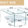 31.4 Inch Modern Two-Tier Square Coffee Table - An Elegant Combination of Clear Glass and White Marble Pattern Sticker.It can be used as a coffee table,a side table or a display stand.