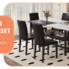 Table and chair set.71*35.4 inch White And Black Spliced Dining Table With Storage Function In The Middle Of The Table Legs.Paired With 6 Black PU Dining Chairs, Simple And Versatile.
