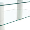 Modern minimalist double layered transparent tempered glass coffee table and coffee table, paired with white MDF decorative columns. Computer desk. Game table. CT-X02