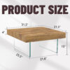 Natural Style Square MDF Coffee Table - 31.5"x31.5" with Tempered Glass Legs.Density Board Sticker,Reinforced Glass.