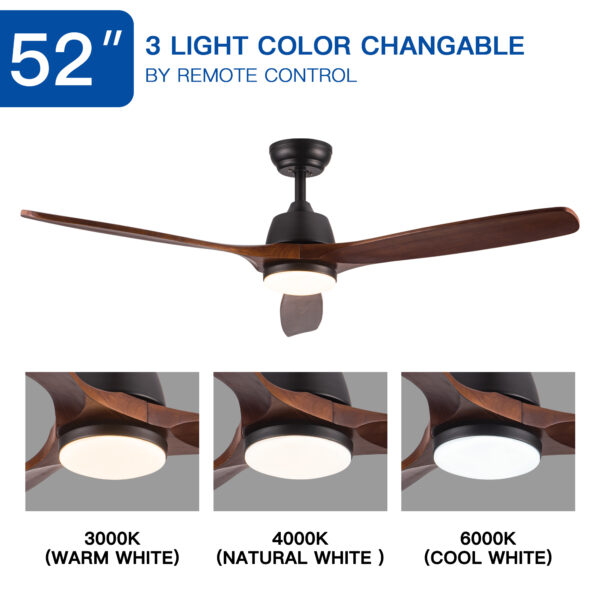 52" YUHAO Farmhouse Rustic  LED Ceiling Fan with Remote Control