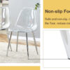 Table and chair set.Modern Luxurious white Marble-Patterned Tempered Glass Dining Table with 6 Transparent Plastic Chairs with silver legs.Single fork silver metal table legs.