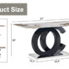Large modern minimalist rectangular dining table suitable for 6-8 people, Equipped with a 0.4 inch  pattern desktop, MDF material OC shaped bracket, and metal base  F-OC