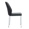 Set of Four Black PU Comfort Dining Chairs (17.7"x25").Dining chair with extended backrest,BLACK PU,Silver metal legs,Suitable for various places such as family restaurants, hotels, coffee shops,etc.