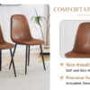 Table and chair set.63"x35.4" Wood-Textured MDF Dining Table with Black A-Frame Legs.Paired with 4 Brown Technology Fabric Round Corner Dining Chair.Density Board Sticker,Iron Pipe Spraying,