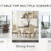 Table and chair set.Elegant Transparent Tempered Glass Dining Set - 71"x35.4" with 6 White PU Chairs with silver C-tube metal leg.