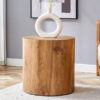 The cylindrical table with its patterned design can be easily integrated into a variety of interior styles, from coffee tables to small dining tables, workbenches or makeshift writing desks.
