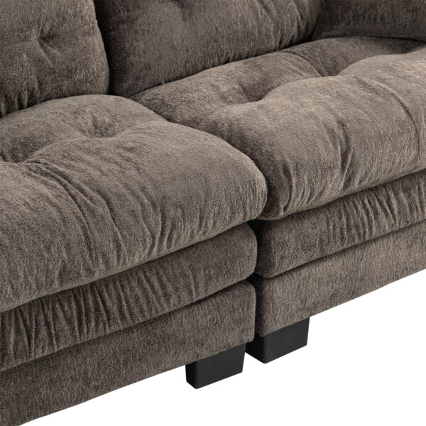 Two-seat Sectional Sofa Modular Deep Seat Sofa Couch Chenille Sofa Sleeper Comfy Upholstered Furniture for Living Room Apartment Studio Office-Gray
