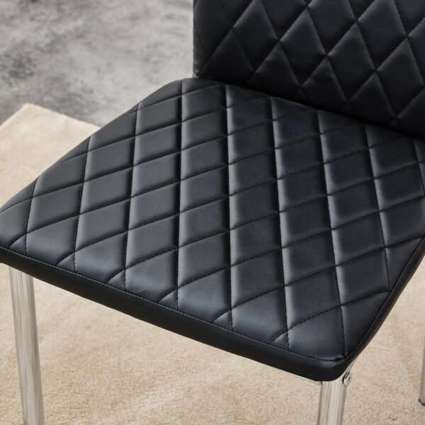 Grid armless high backrest dining chair, black chair and 6-piece set of electroplated metal legs, office chair. Suitable for restaurants, living rooms, kitchens, and offices.W115163430  0924