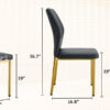 Luxury Simple Chair - Set of 6 BLACK PU Material High Resilience Dining Chair with Metal Gold Leg.The Chair Back Has a Vertical Stripe Design With Smooth And Uniform Lines.