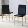Two Black PU dining chairs,Silver Metal Legs.Simple and versatile, comfortable and accompanied. Exquisite and versatile dining chairs unlock a comfortable new experience.(Set of 2)