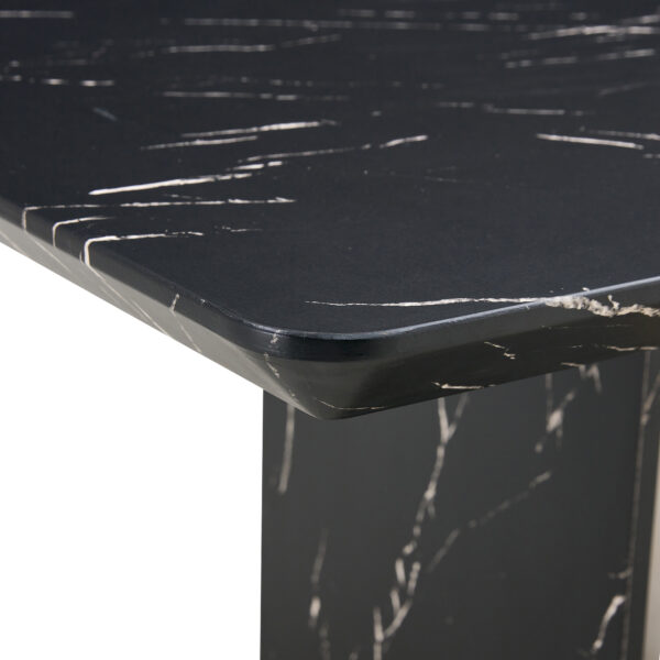 Table and chair set.Black Marble Pattern MDF Dining Set - 63"x35.4" with 4 White PU Chairs With a Widened Backrest Design.Giving you a luxurious feel.