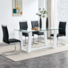 Glass Dining Table Large Modern Minimalist Rectangular for 6-8 with 0.4" Tempered Glass Tabletop and white MDF Trapezoid Bracket,For Kitchen Dining Living Meeting Room Banquet Hall F-1550