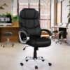 Faux Leather Height Adjustable Swivel Computer Office Chair in Black/Chrome with Padded Arms