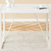 Industrial rectangular MDF Cream style dining table for 4-6 people with 1.5 inch thick MDF top and white metal legs frame for work desk, kitchen, terrace, dining room