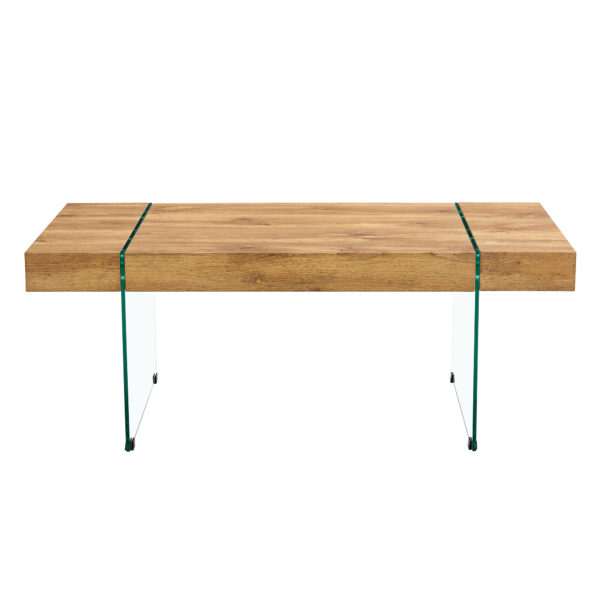 326aaee05e1c4262a5c791032af0617b_ce7bac0cda3529ec585fe759d898dd16 43.3"x23.6" Wood colored texture sticker MDF Coffee Table with Tempered glass legs.Suitable for Living Room.It can be used not only as a coffee table but also as a side table or display stand.