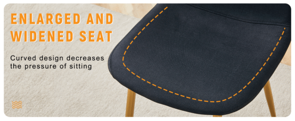 327df4ad8f7e47b396c44065d0bc4f7e_ba43e340ff24c4356333ff9e7ec64f8d Luxury Simple Chair - Set of 4 BLACK Linen-Cotton Material High Resilience Dining Chair with Metal Golden Leg.Integral metal leg architecture,Suitable for various interior decoration styles.