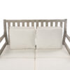 TREXM Outdoor Daybed, Patio Daybed with Four Pillows, Wooden Outdoor Bed with Curved Armrests for Poolside, Backyard, Garden (Gray+Beige Cushion)