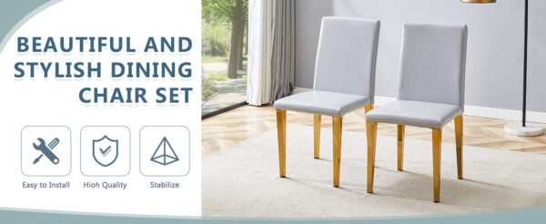 32b8079b4e85420c82584afd1955f579_62f86db84ba99ada3eecf6d0251d51ac Four Light Gray PU dining chairs, simple and versatile, comfortable and accompanied. Exquisite and versatile dining chairs unlock a comfortable new experience.(Set of 4)