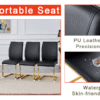 Table and chair set.Subtle Luxury Tempered Glass Dining Set - 63"x35.4" with 6 Black PU Material High Resilience Dining Chairs.Arched Metal Gold Leg.White imitation marble texture sticker Tabletop.