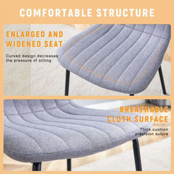32e9ccbbe250422f94764354bfc39049_0c9f16598e5f5e04455107e604a6aa88 Luxury Minimalist Chairs - A set of 4 high quality dining chairs with black metal legs. The integral metal leg structure is suitable for various interior decoration styles.