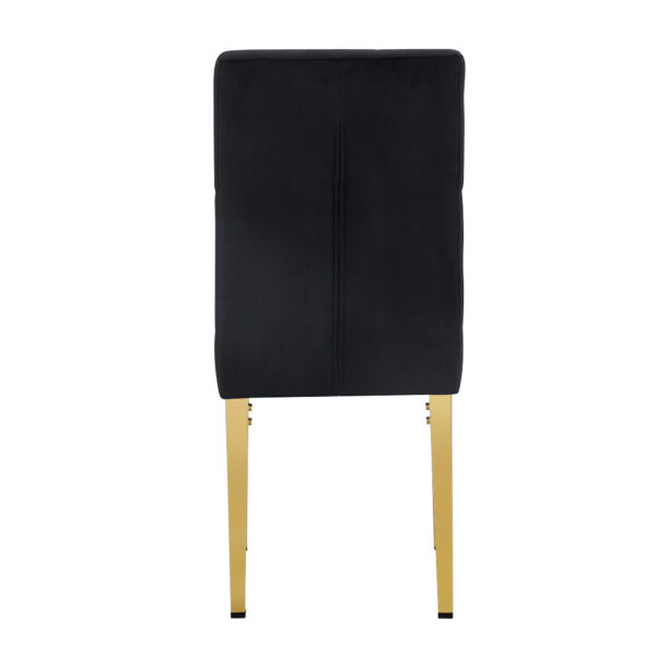 33039486fbc74ae4b68cac2143875890_95e9dbe63c54f20a698650d9b2b34d4f 4 piece dining chairs.The gold metal legs complement the black velvet, showcasing a perfect blend of modern and classic elements.Suitable for various occasions such as kitchens,conference rooms, etc.
