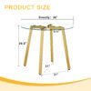 Modern Luxurious Round Tempered Glass Dining Table with Gold 7-Shaped Metal Legs,suitable for family meals, office conferences, or as a casual coffee table for various occasions.36*36*29.5